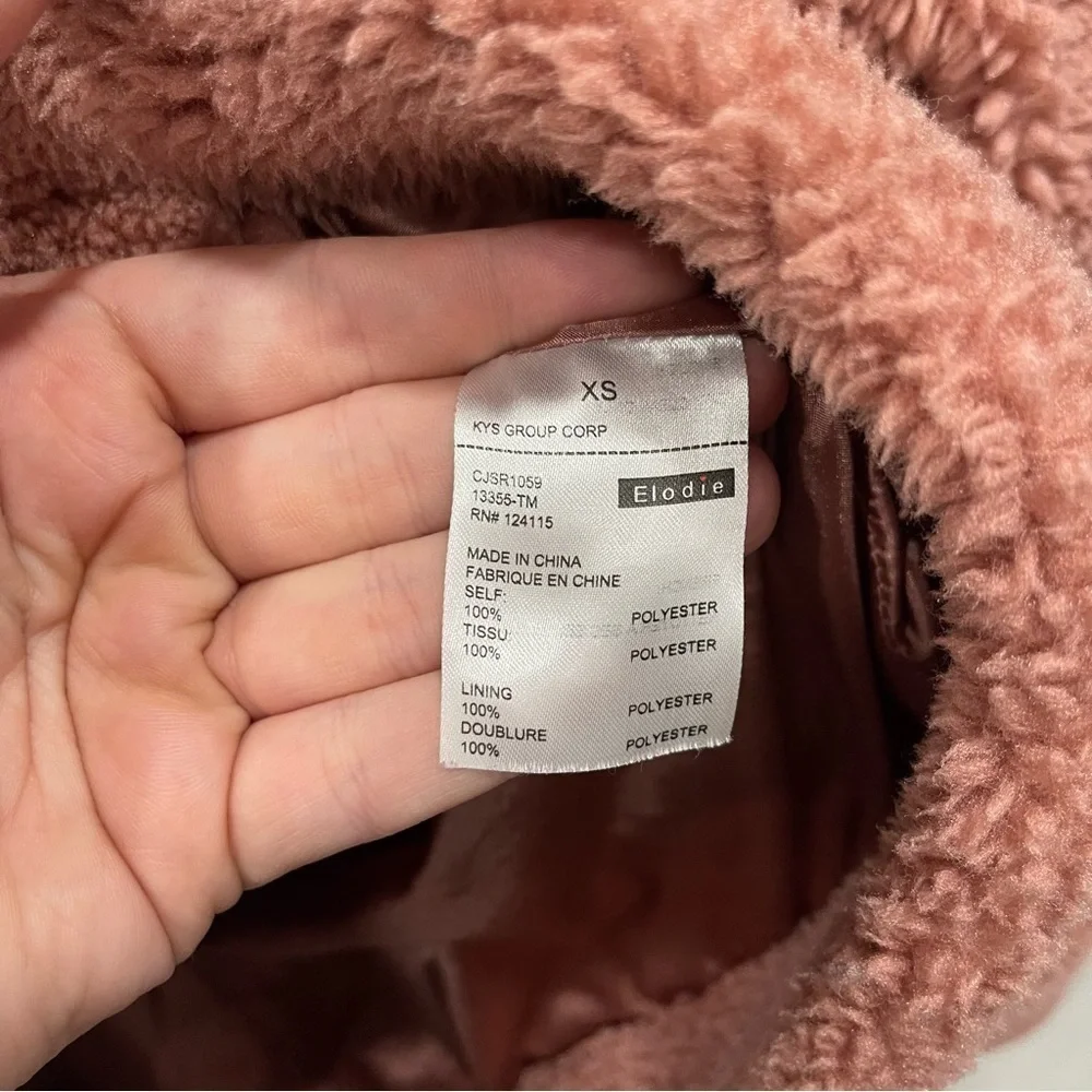 Elodie Faux Shearling Teddy Jacket Full Zip Large Pockets High Collar X-Small